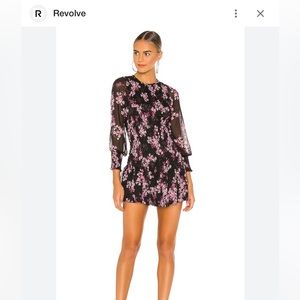 NWT! Misa Los Angeles Roisin Dress Black Pink Floral Small